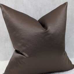 Chocolate Brown Luxury Cushion Cover Bold Textured Satin Fabric, Textured Ribbed Modern Sofa Bed Pillow Plain Accent Cushion - thumbnail 4