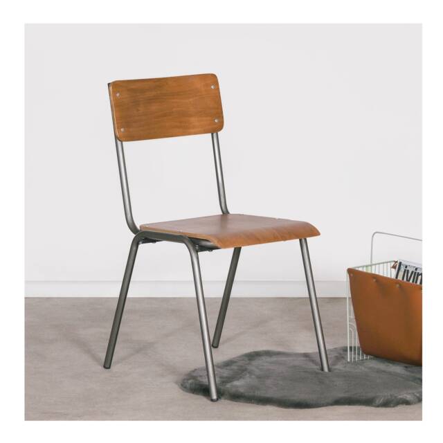 Vintage Retro School Style Metal Industrial Dining Chair - image 1