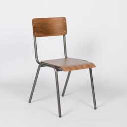 Vintage Retro School Style Metal Industrial Dining Chair - thumbnail 2