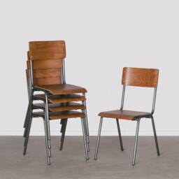 Vintage Retro School Style Metal Industrial Dining Chair - thumbnail 4