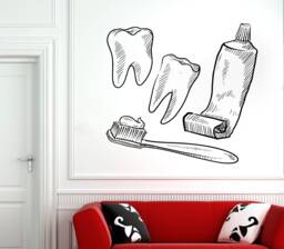 Dental Clinic Wall Decal Toothbrush, Toothpaste, Removable Vinyl Decor 2973 - thumbnail 1