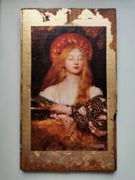 Vanity By Cowper Pre-Raphaelite Gold Gilding On Oak Wood Art - thumbnail 1
