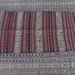 Handwoven Afghan Kilim Rug 4x6 Ft Cream & Burgundy Tribal Flatweave - thumbnail 3