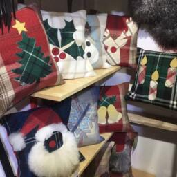 Christmas Tree, Red & Green Tartan Cushion, Decorative Handmade Square Pillow, Ideal Scottish Gift, Rustic Country D??cor 12 - thumbnail 4
