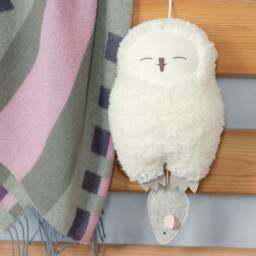 Musical Owl, Snowy Owl With Desired Melody - Loving Baby Gift For Birth, Hand-Embroidered From Cotton Plush, Felt Mouse To Pull - thumbnail 3