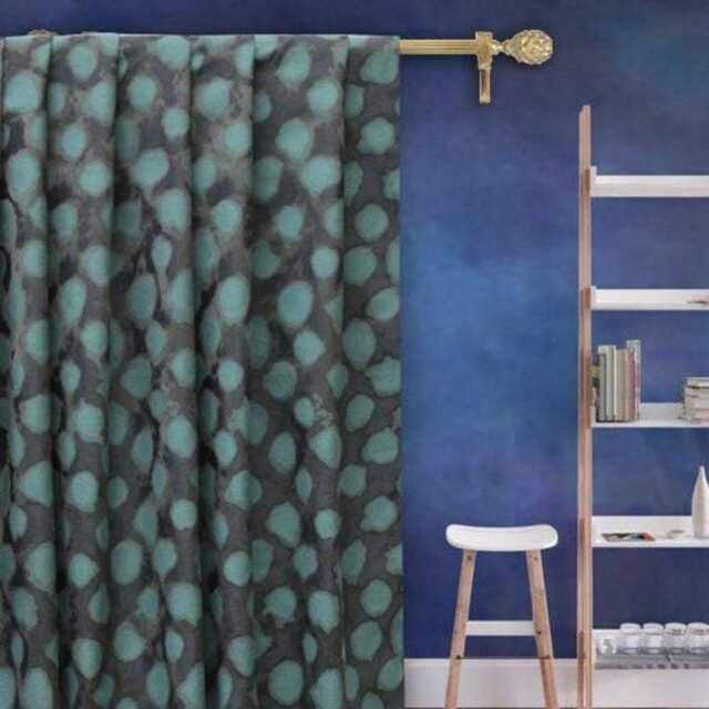Aquatic Green Leaves Print Jacquard Weave Curtain Panels - Rod Pocket, Grommet, Box Pleat, Three Pinch Tab Top & Plain Ring Top - image 1