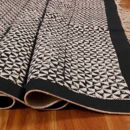Hand Woven Indian Cotton Rug With Black Border - thumbnail 3
