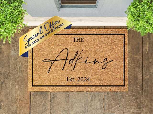 Personalized Farmhouse Doormat - Rustic Family Entry Mat For Country Homes - image 1