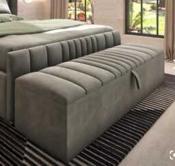 Plush Velvet Ottoman Box - Lift-Top Storage Bench - 120x42x37cm - thumbnail 1