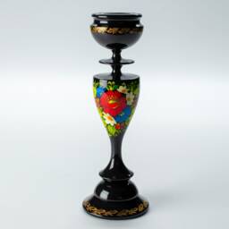 Hand Painted Wooden Candle Holder Ukrainian Petrykivka Art S121 - thumbnail 3