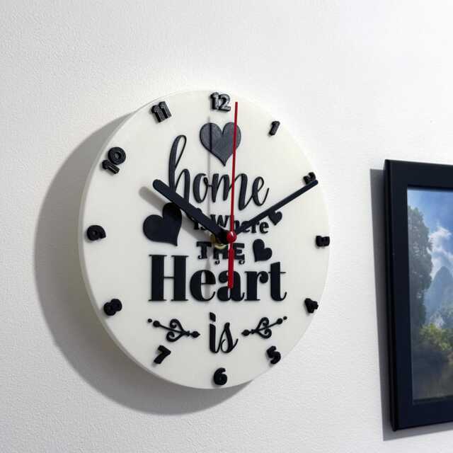 Home Heart Sayings Quote Clock Wall Mounted Colourful - image 1
