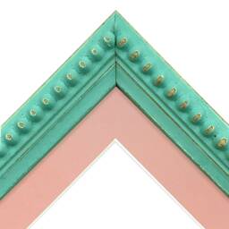 Crown Turquoise Photo Frame With Pink Mount, Wooden Bobbin Distressed - thumbnail 2