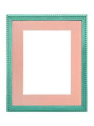 Crown Turquoise Photo Frame With Pink Mount, Wooden Bobbin Distressed - thumbnail 1