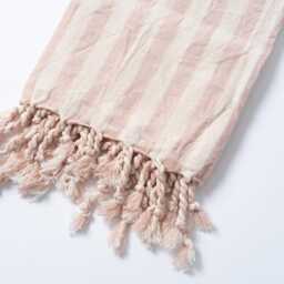 Rose Color Linen Beach Towel, Turkish Picnic Blanket, Large Blanket Throw, Peshtemal Set, Salmon Stripe Table Throw - thumbnail 4