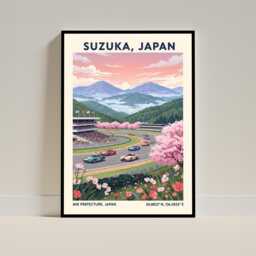 Suzuka Japan Travel Poster F1 Grand Prix Art Print - thumbnail 1