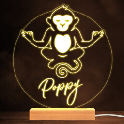 Funny Meditating Monkey Warm White Lamp Personalised Gift Night Light - Bedroom