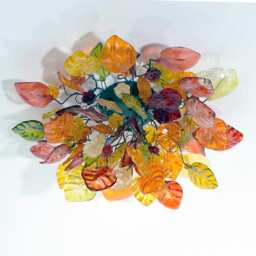 Flush Mount Ceiling Light With Warm Color Flowers & Leaves - thumbnail 4