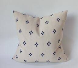 Cream Indigo Dot Block Print Mudcloth Hmong Pillow Case Accent Home Decor Sofa Cushion Cover Handmade Decorative Throw White Blue