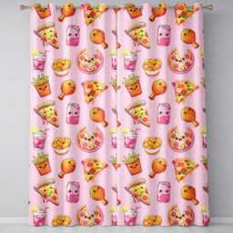 Cute French Fries Seamless Pattern Blush Background Readymade Eyelet Ring Top Thermal 100% Blackout Curtains - thumbnail 2