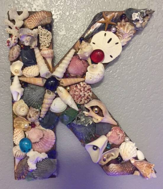 "Unique Shell Art Initials Approximately 8"" X 10" - image 1