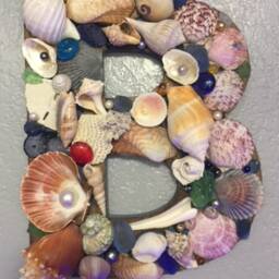 "Unique Shell Art Initials Approximately 8"" X 10" - thumbnail 2