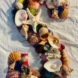 "Unique Shell Art Initials Approximately 8"" X 10" - thumbnail 3