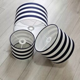 New Hq Nautical Navy White Strip Dual Purpose Lamp Shade Pendant Light - thumbnail 3