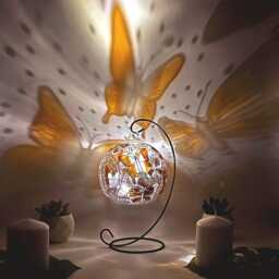 Hand Painted Butterfly Glass Candle Holder With Metal Stand - thumbnail 4