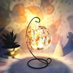 Hand Painted Butterfly Glass Candle Holder With Metal Stand