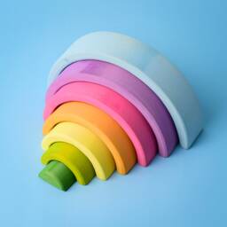 Handmade Wooden Rainbow Stacker - Montessori Toy, Organic Maple Wood - thumbnail 2