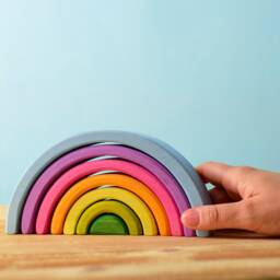 Handmade Wooden Rainbow Stacker - Montessori Toy, Organic Maple Wood - thumbnail 3