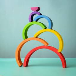 Handmade Wooden Rainbow Stacker - Montessori Toy, Organic Maple Wood - thumbnail 4