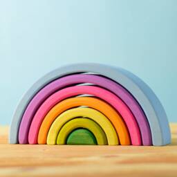 Handmade Wooden Rainbow Stacker - Montessori Toy, Organic Maple Wood