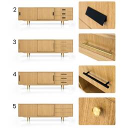 Veneer Oak Long Tv Cabinet With Sliding Door Sideboard in Modern Mid-Century Style For Living Room Or Bedroom Livlo D-S03 - thumbnail 3