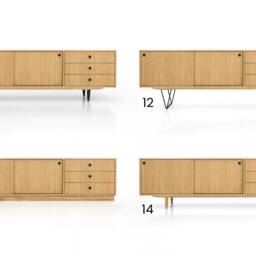 Veneer Oak Long Tv Cabinet With Sliding Door Sideboard in Modern Mid-Century Style For Living Room Or Bedroom Livlo D-S03 - thumbnail 2