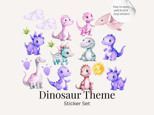 Dinosaur Wall Stickers Set - Cute Dino Nursery Vinyl Decals, Kids Room Decor, Playroom Stickers, Toy Box - image 1