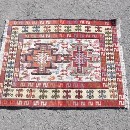 Turkish Kilim, Rugs For Nursery, Handmade 2.5x3.1 Ft Small Vintage Red Car Mat Kilim - thumbnail 3