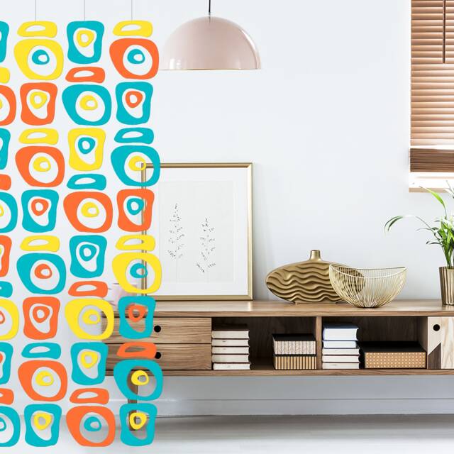 Palm Springs Retro-A-Gogo Diy Room Divider Kit - Mid Century Inspired Atomic Screens Curtain Mod Dividers Curtains Partition - image 1