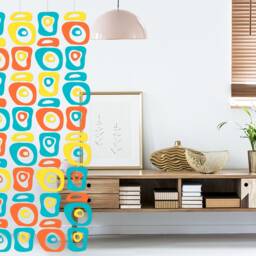 Palm Springs Retro-A-Gogo Diy Room Divider Kit - Mid Century Inspired Atomic Screens Curtain Mod Dividers Curtains Partition - thumbnail 1