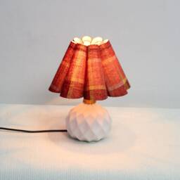 Handmade Red Plaid Fabric Lamp Ceramic Base For Home Decor-106#