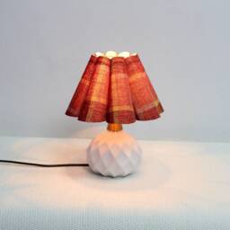Handmade Red Plaid Fabric Lamp Ceramic Base For Home Decor-106# - thumbnail 4