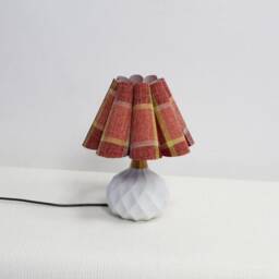 Handmade Red Plaid Fabric Lamp Ceramic Base For Home Decor-106# - thumbnail 2