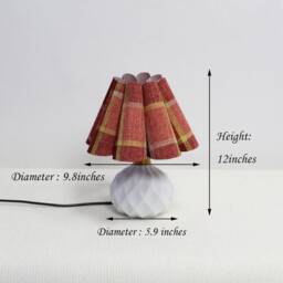 Handmade Red Plaid Fabric Lamp Ceramic Base For Home Decor-106# - thumbnail 3