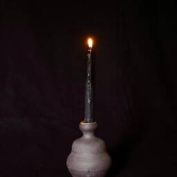 Handmade Black Ceramic Candle Holder Set 14K Gold Plated - thumbnail 3