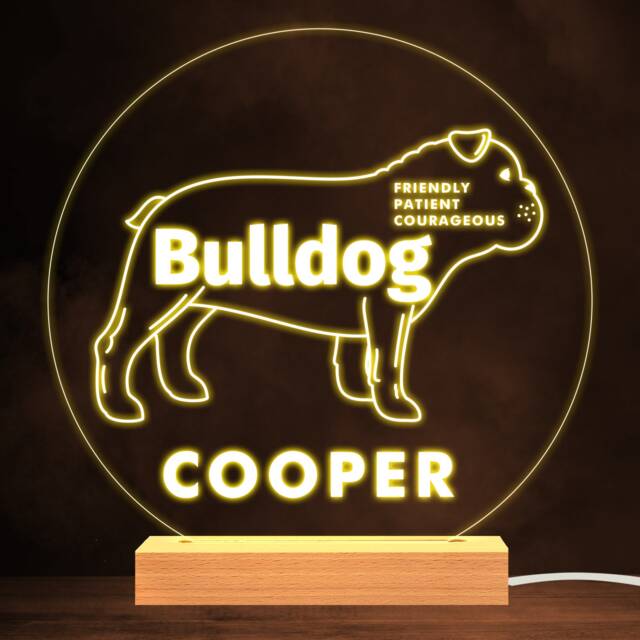 Bulldog Dog Pet Silhouette Personality Warm Lamp Personalised Gift Night Light - Bedroom - image 1