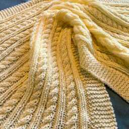Beautiful Hand Knitted Baby Blanket ~ Pale Lemon Easy Care Acrylic - thumbnail 3