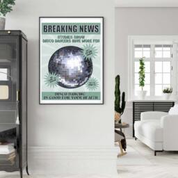 News Item Disco Poster, Glitterball Wall Art, Dancing & Gliltterball Art - thumbnail 2