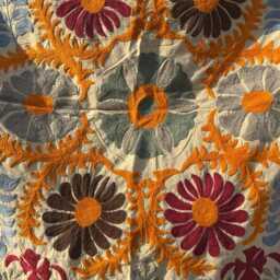 Boho Suzani Cotton Throw - Handcrafted Embroidered Decorative Blanket - thumbnail 2