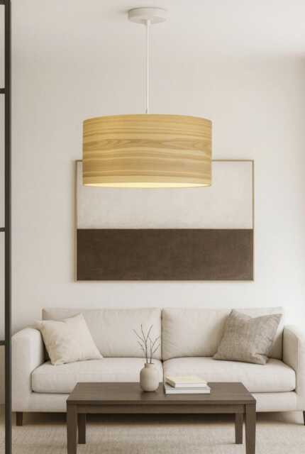 Pendant Modern Light - Wood Veneer Hanging Lamp Natural Shade - image 1