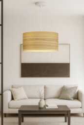 Pendant Modern Light - Wood Veneer Hanging Lamp Natural Shade - thumbnail 1